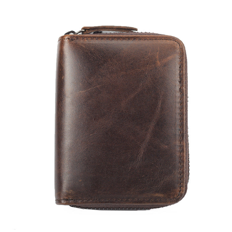 First Layer Cowhide Credit Organ Korean Style Card Holder