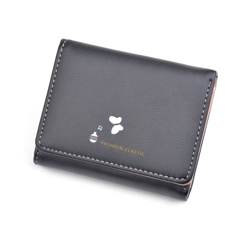 Women's Short Korean Fashion Soft Leather Folding Ladies Wallets