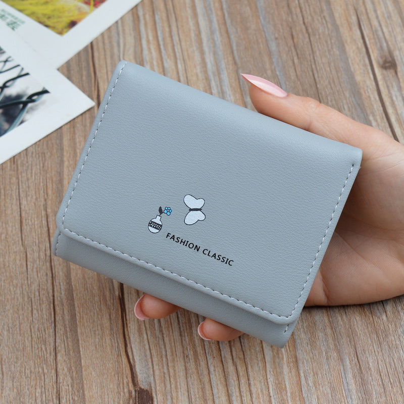 Women's Short Korean Fashion Soft Leather Folding Ladies Wallets