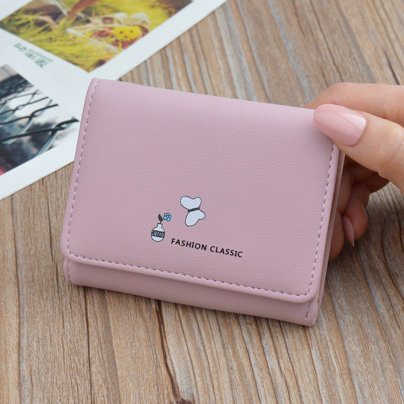 Women's Short Korean Fashion Soft Leather Folding Ladies Wallets