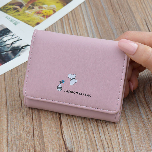 Women's Short Korean Fashion Soft Leather Folding Ladies Wallets