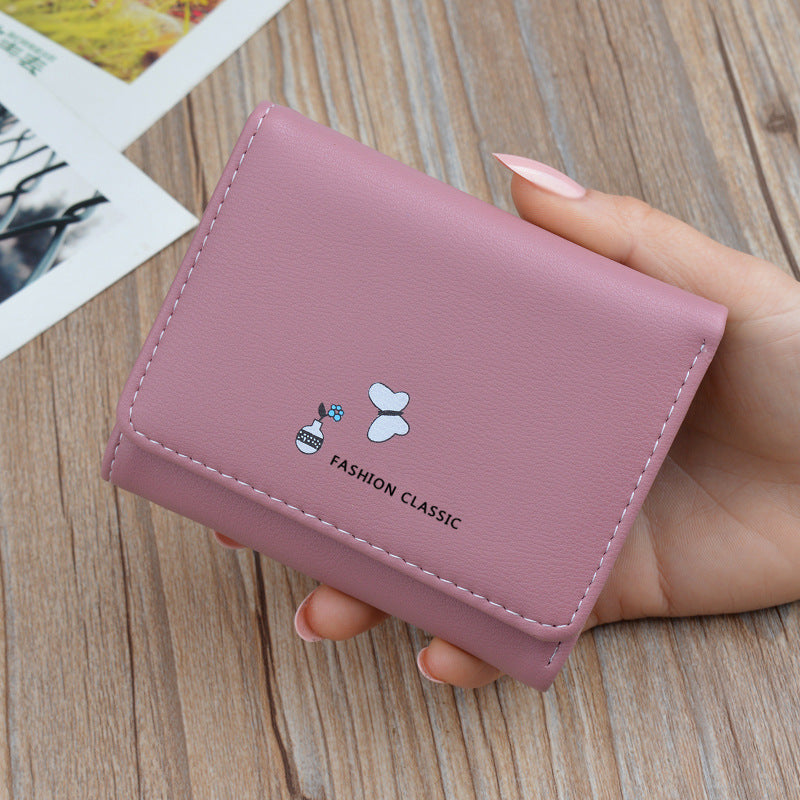 Women's Short Korean Fashion Soft Leather Folding Ladies Wallets