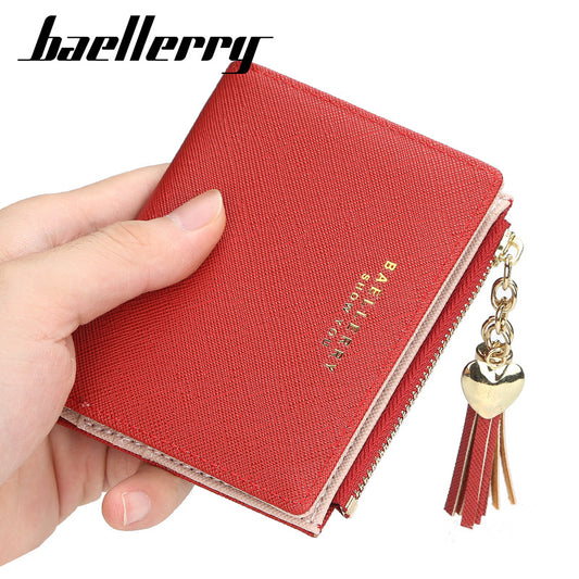 Women's Style Multiple Slots Cross Pattern Tassel Ladies Wallets