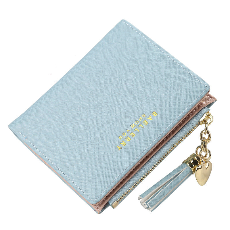 Women's Style Multiple Slots Cross Pattern Tassel Ladies Wallet