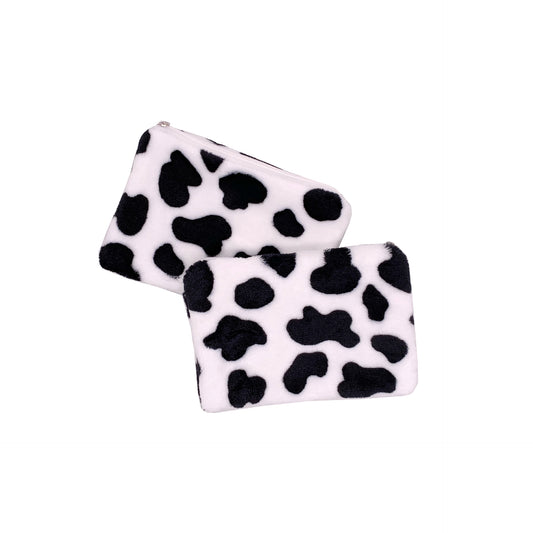 Cute Heart Plush Cow Mini Storage Purses