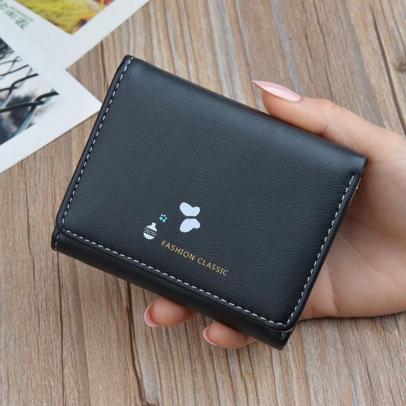 Women's Short Korean Fashion Soft Leather Folding Ladies Wallets