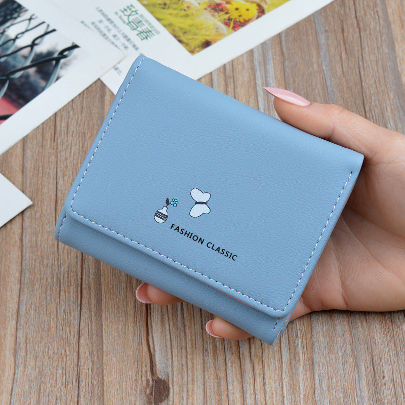 Women's Short Korean Fashion Soft Leather Folding Ladies Wallets