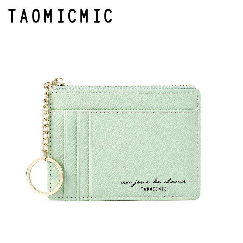Women's Solid Color Multiple Slots Mini Card Holder