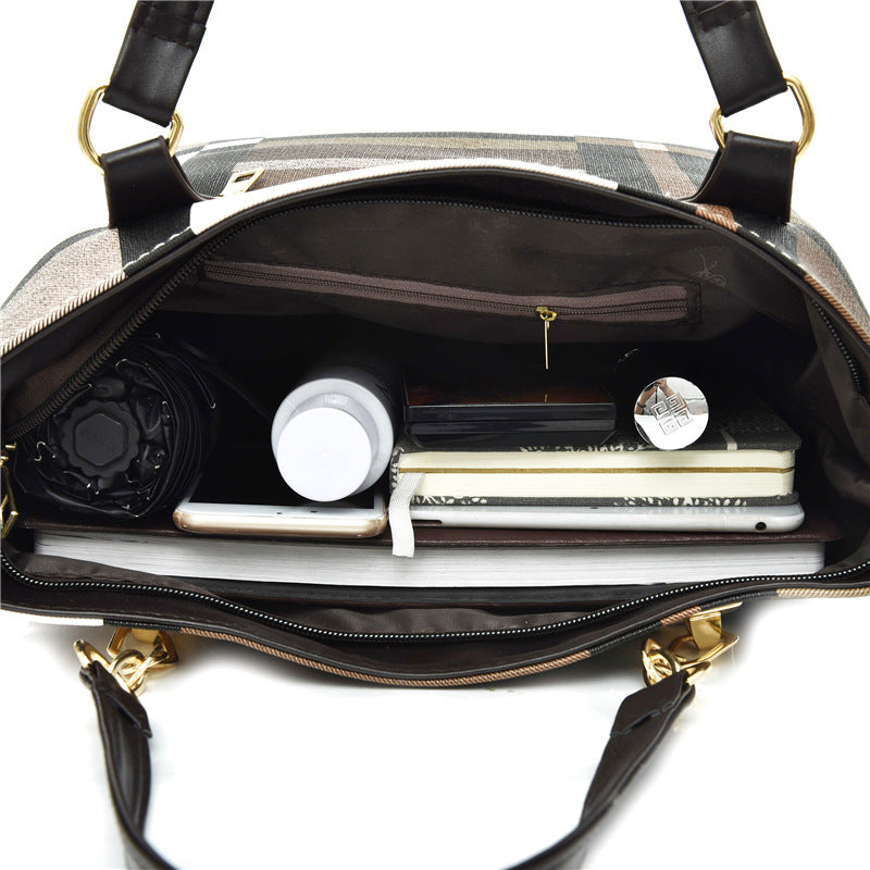 Women's Fashion Plaid Large Capacity Portable Women's Shoulder Bag