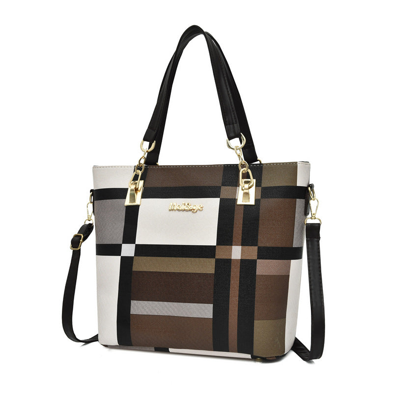 Women's Fashion Plaid Large Capacity Portable Women's Shoulder Bag