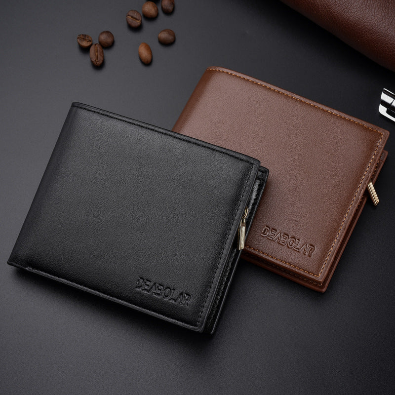Charming Men's Short Zipper Multiple Slots Men's Wallets