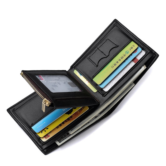 Charming Men's Short Zipper Multiple Slots Men's Wallets