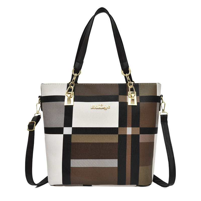 Women's Fashion Plaid Large Capacity Portable Women's Shoulder Bag