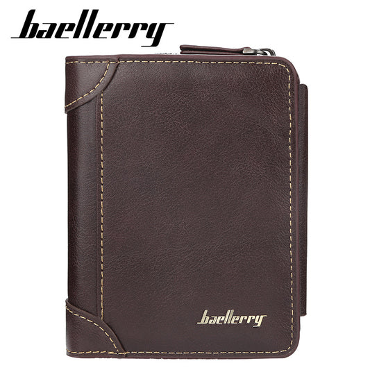Men's Vertical Zipper Short Multiple Slots Men's Wallets