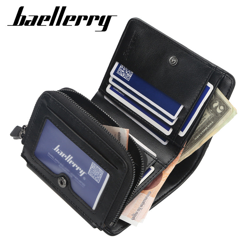 Men's Vertical Zipper Short Multiple Slots Men's Wallets
