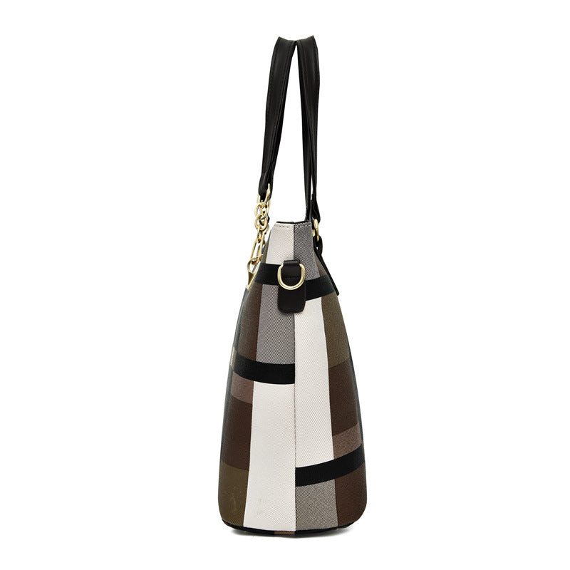 Women's Fashion Plaid Large Capacity Portable Women's Shoulder Bag