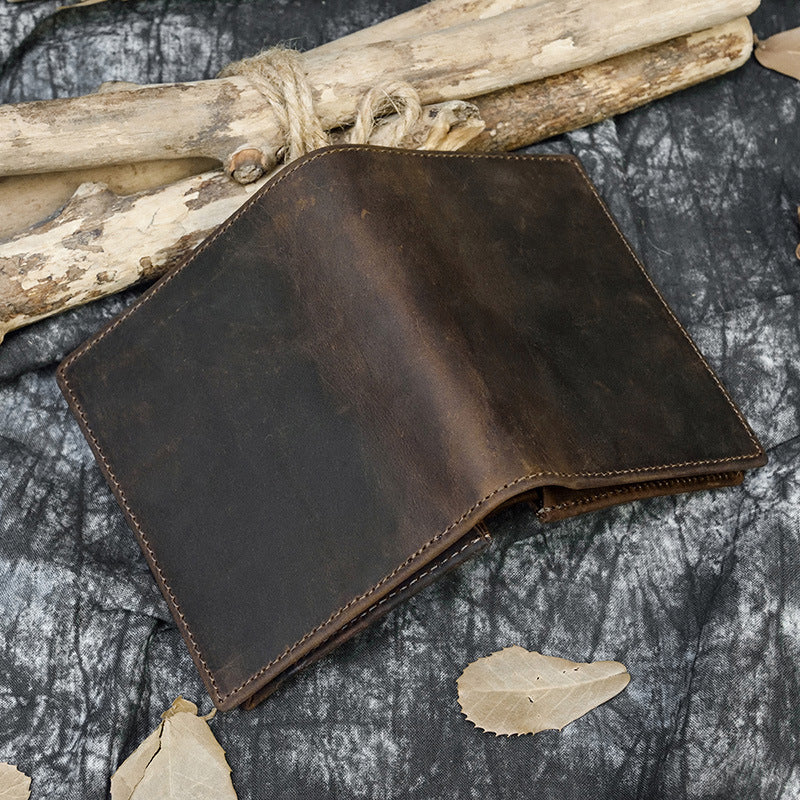 Men's Leather Crazy Horse Vertical Multiple Slots Men's Wallets