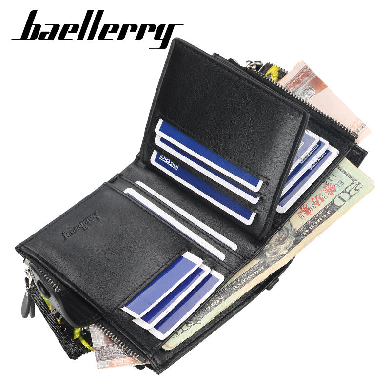 Men's Vertical Double Zipper Multiple Slots Driving Card Holder