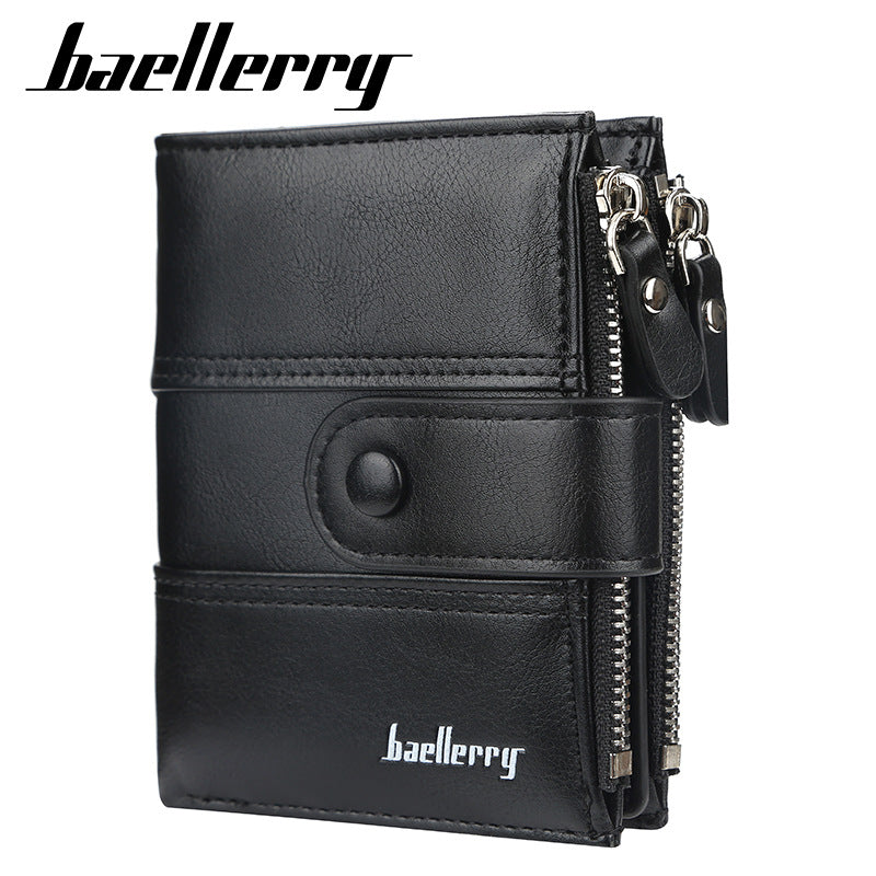 Men's Vertical Double Zipper Multiple Slots Driving Card Holder