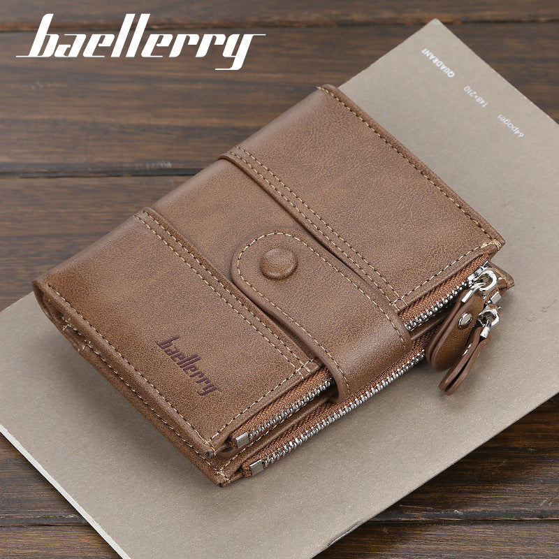 Men's Vertical Double Zipper Multiple Slots Driving Card Holder