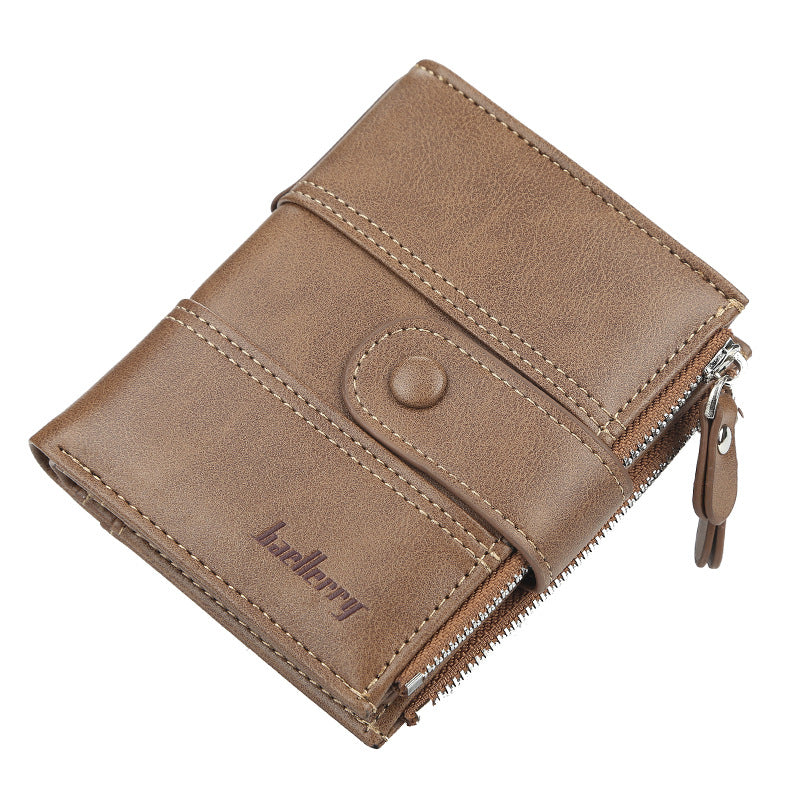 Men's Vertical Double Zipper Multiple Slots Driving Card Holder