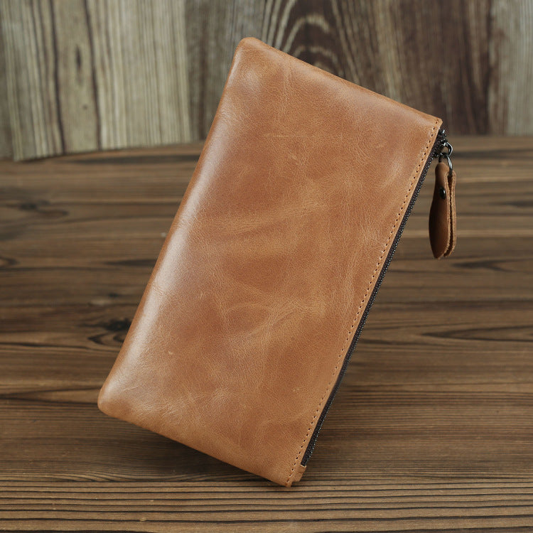 Women's & Men's Minimalist Crazy Horse Leather Long Retro Purses