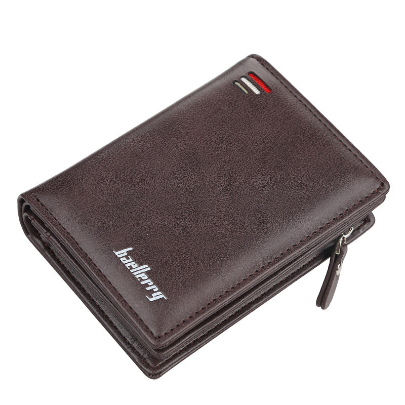 Men's Short Snap Button Vertical Fashion Zipper Men's Wallets