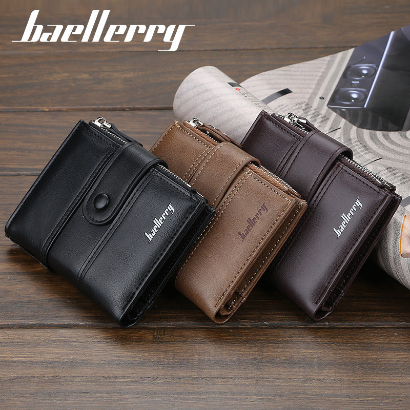 Men's Vertical Double Zipper Multiple Slots Driving Card Holder