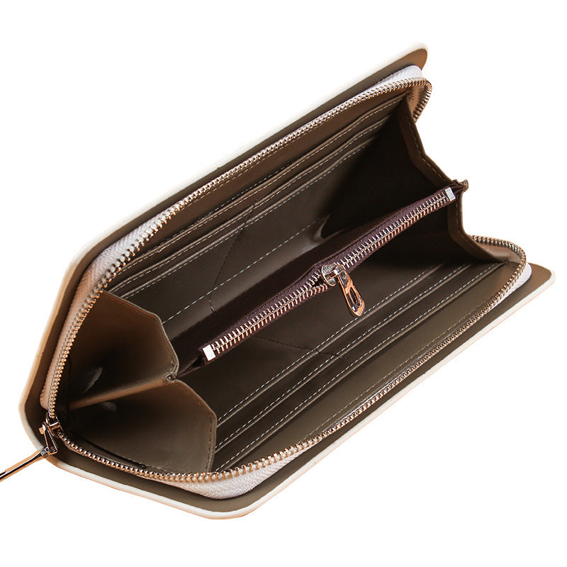 Men's Style Green Clutch Multiple Slots Large Capacity Zipper Men's Wallet