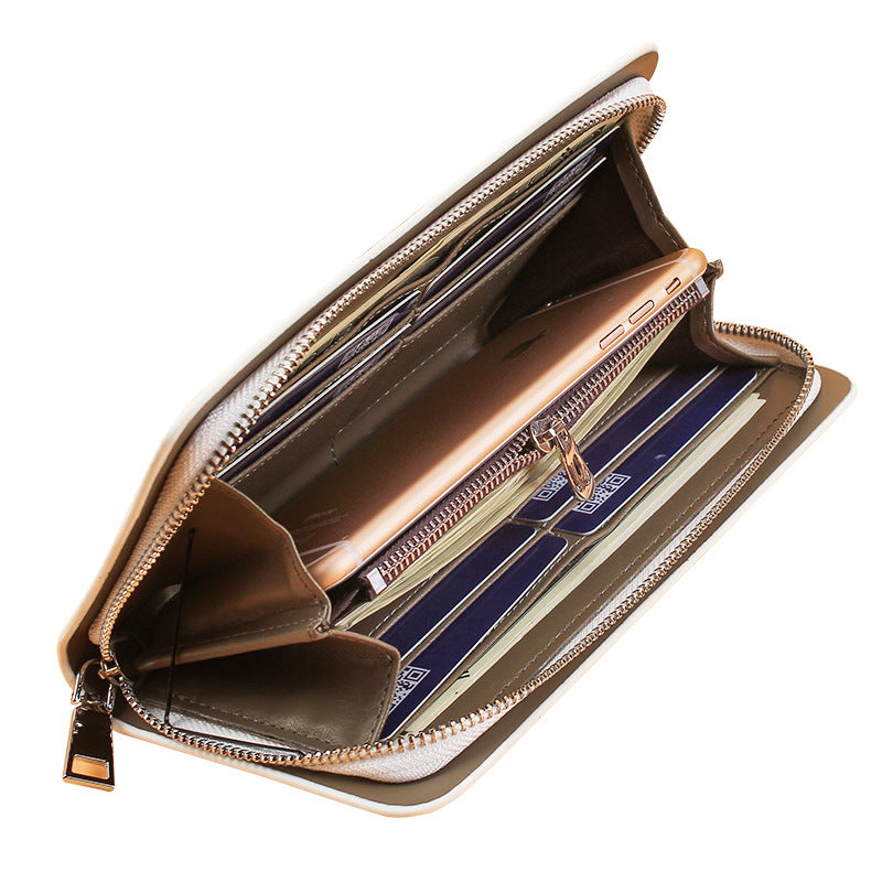 Men's Style Green Clutch Multiple Slots Large Capacity Zipper Men's Wallet