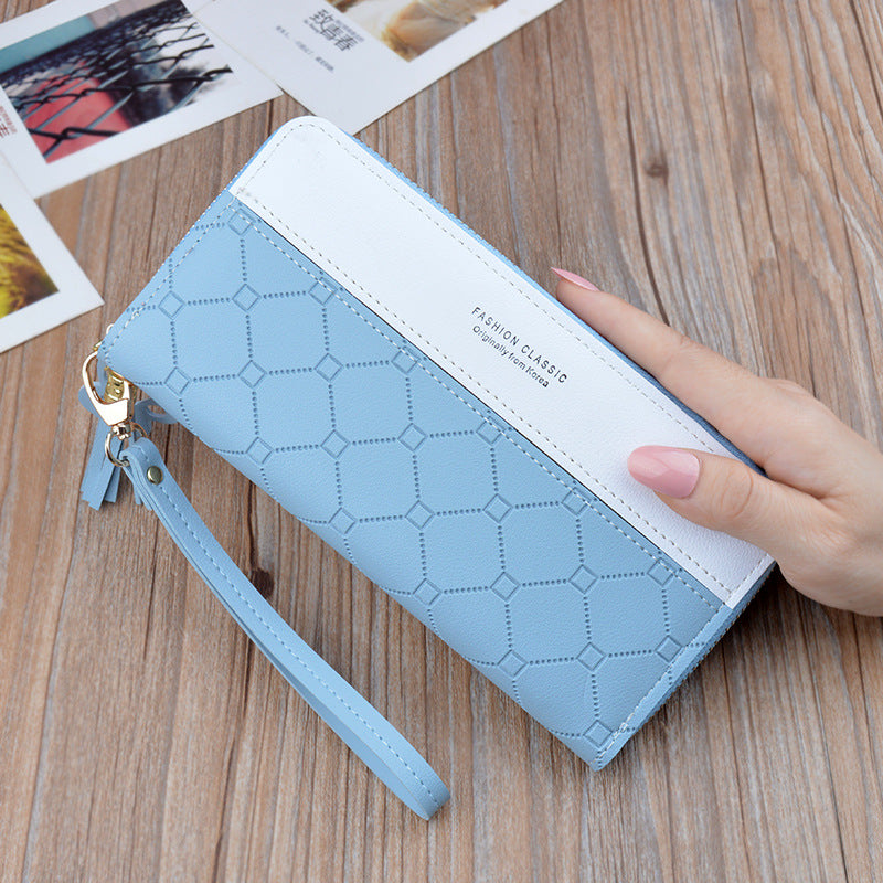 Women's Long Zip Tassel Korean Style Contrast Color Ladies Wallet