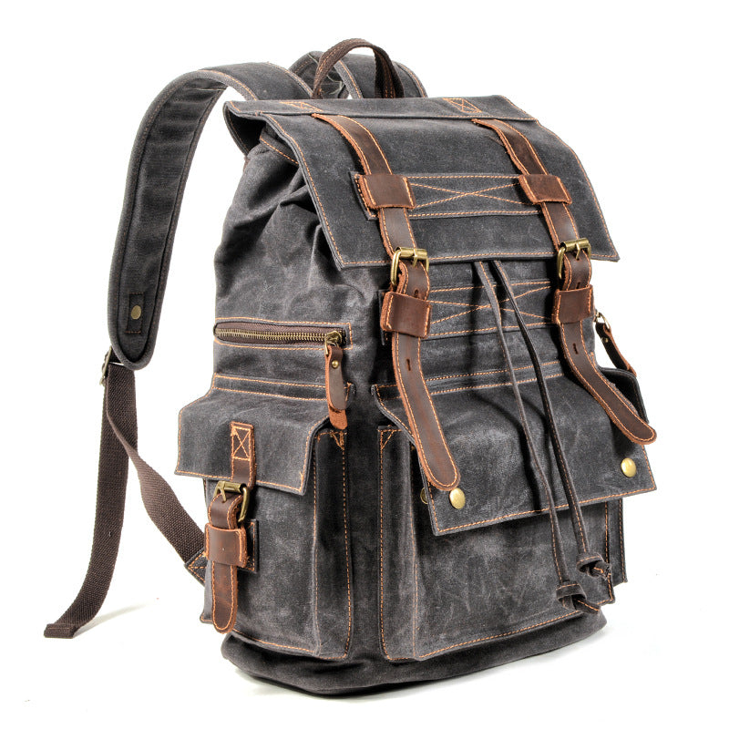 Women's & Men's Vintage And Beeswax Canvas Leisure Crazy Horse Backpacks