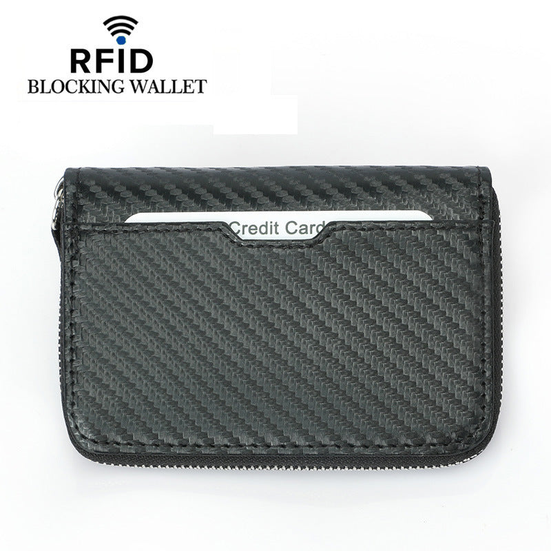 Carbon Fiber Pattern Multifunctional Multiple Slots Card Holder