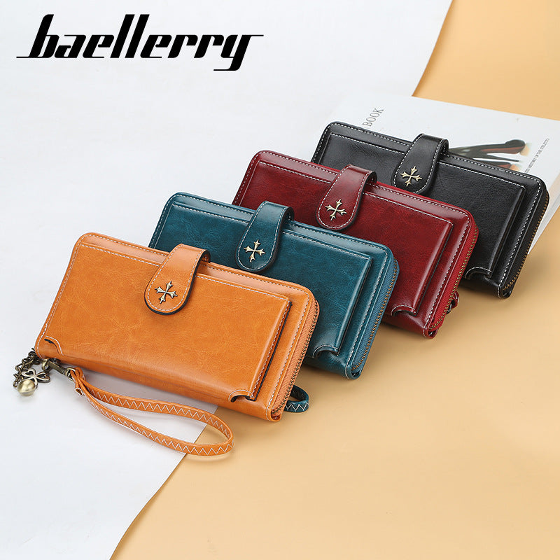 Women's Long Korean Style Multifunctional Zipper Mobile Oil Ladies Wallets