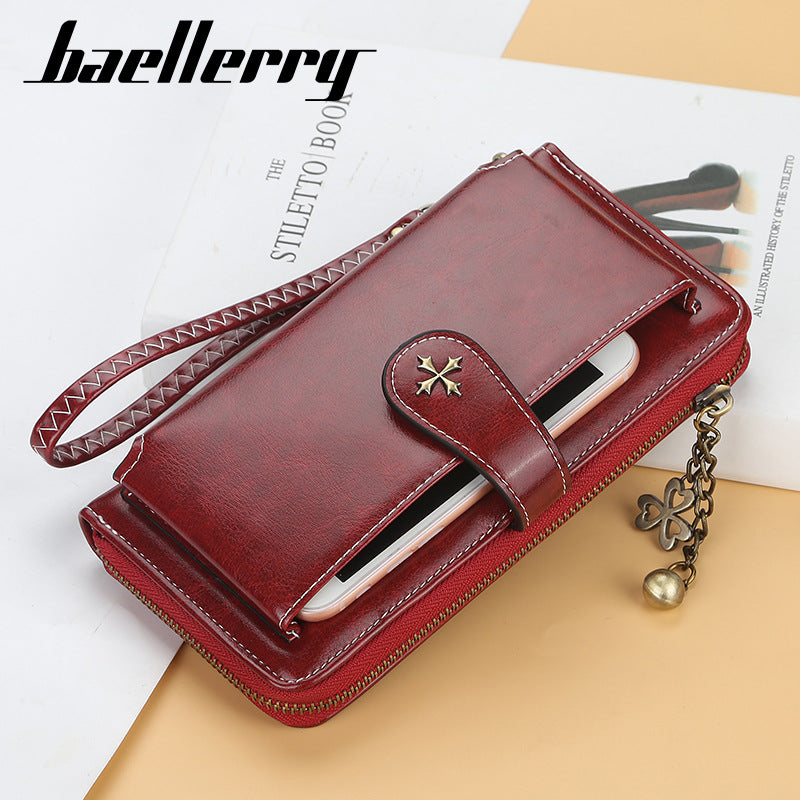 Women's Long Korean Style Multifunctional Zipper Mobile Oil Ladies Wallets
