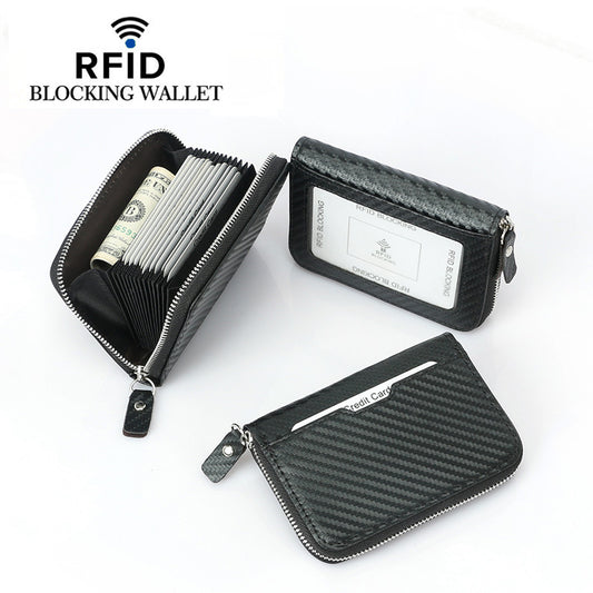 Carbon Fiber Pattern Multifunctional Multiple Slots Card Holder