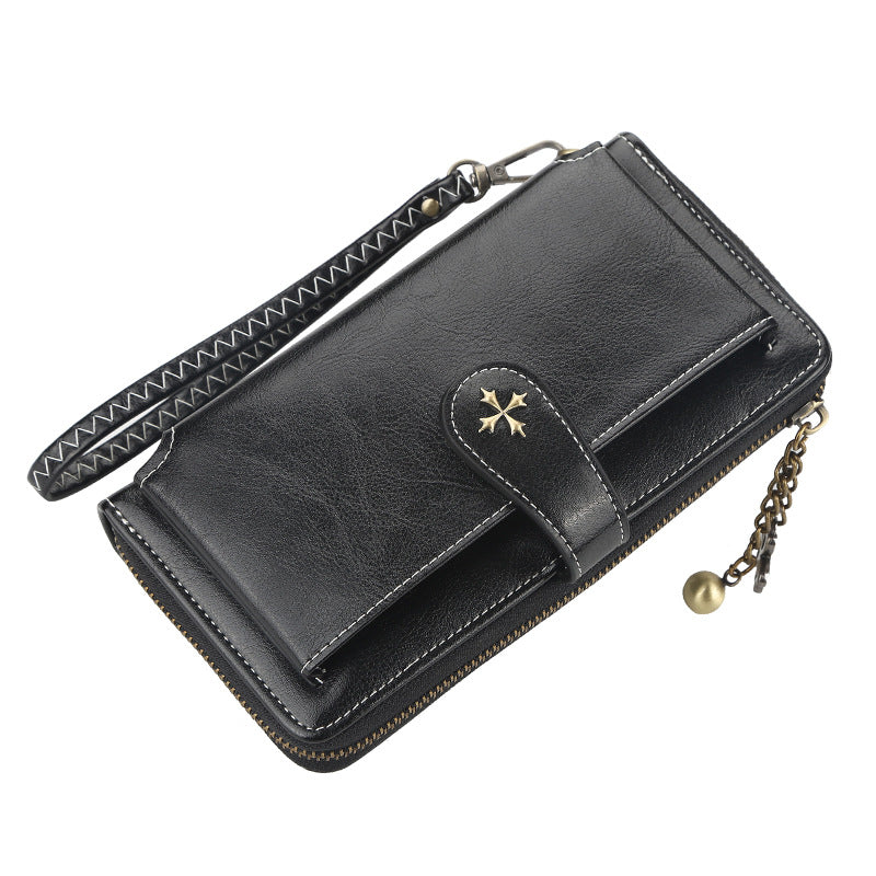 Women's Long Korean Style Multifunctional Zipper Mobile Oil Ladies Wallets