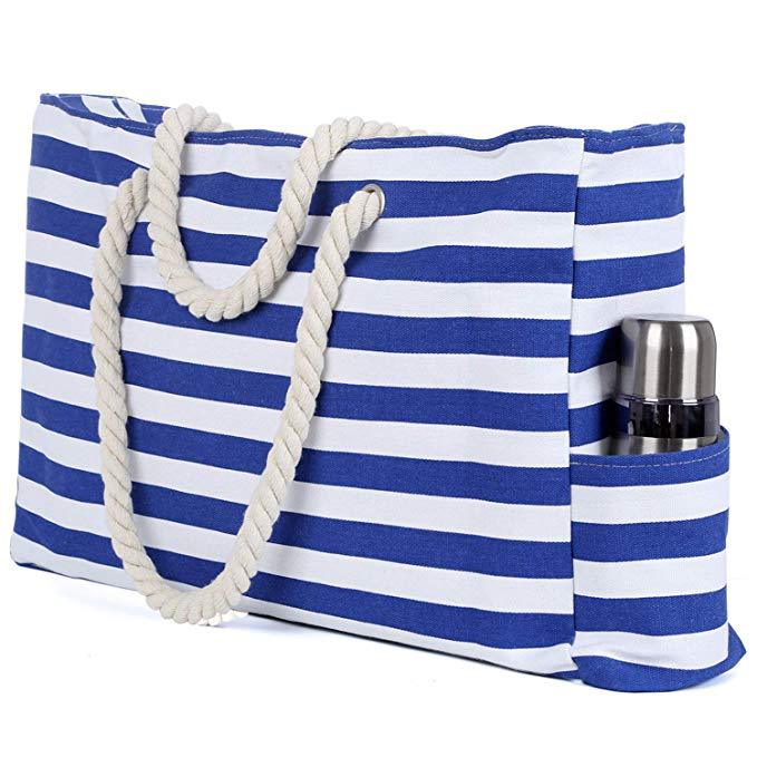 Large Capacity Waterproof Beach With Zipper Women's Shoulder Bag