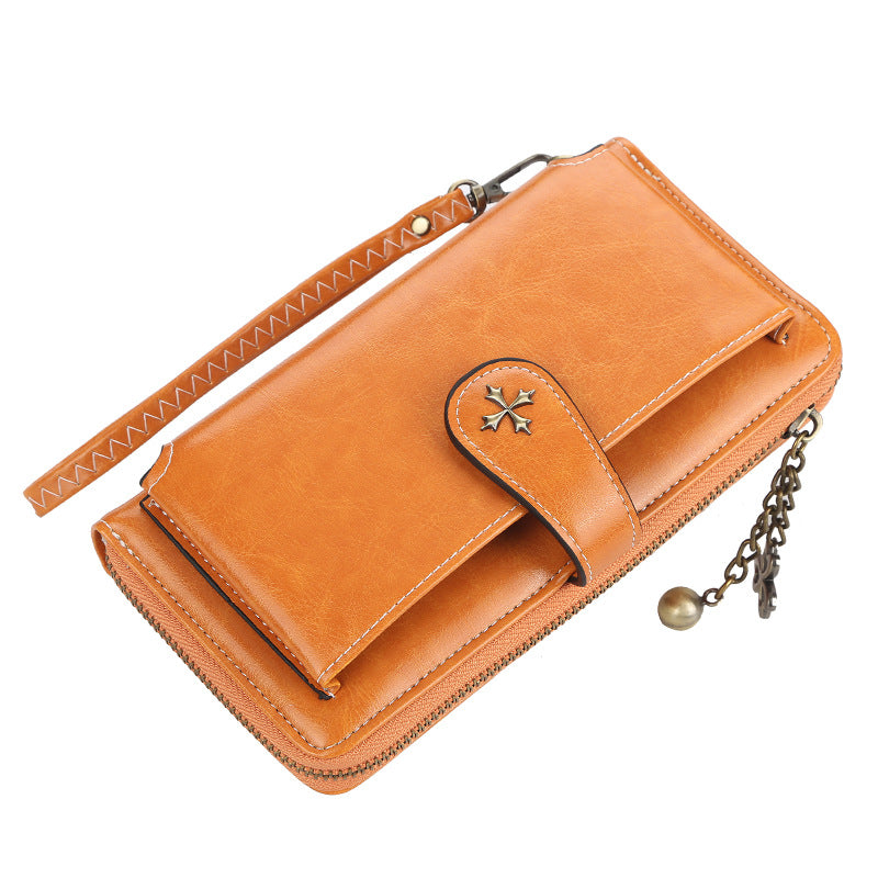 Women's Long Korean Style Multifunctional Zipper Mobile Oil Ladies Wallets