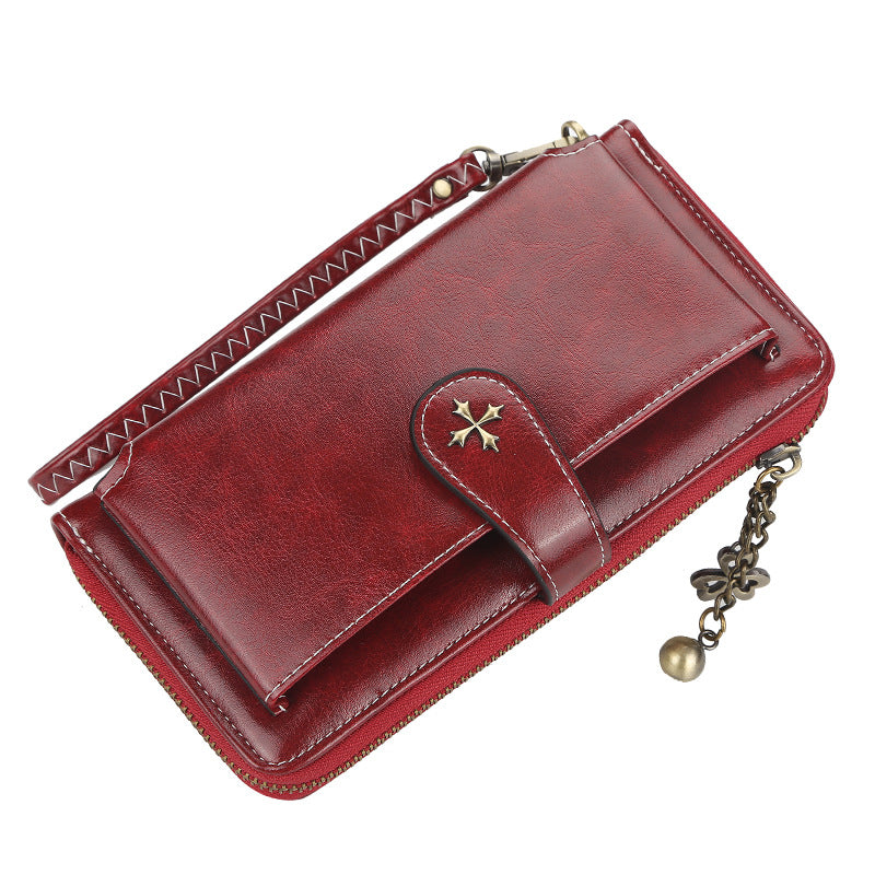 Women's Long Korean Style Multifunctional Zipper Mobile Oil Ladies Wallets