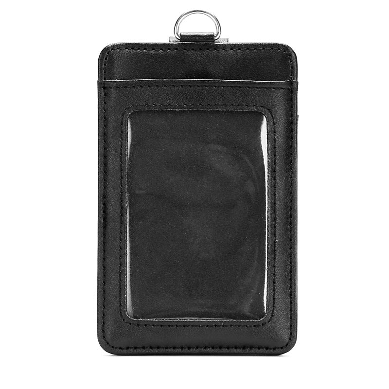 Leather Vertical Badge Lanyard Sling Bus Card Holder