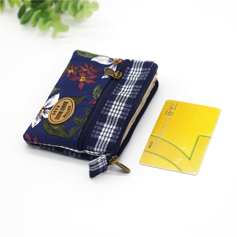Women's Flower Cotton Change Fabric Sier Coin Purses