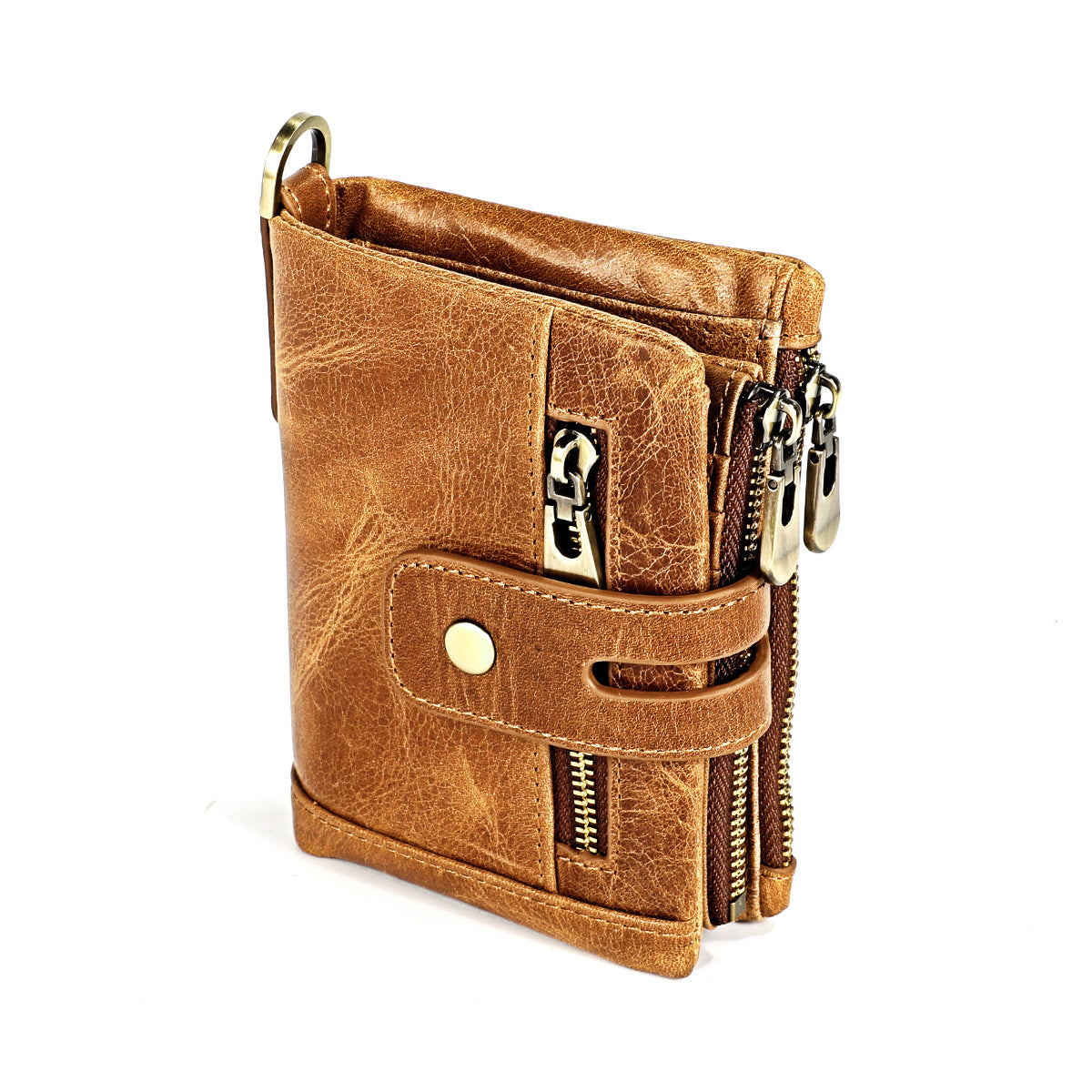 Women's & Men's & Leather Crazy Horse Zipper Retro Men's Wallets