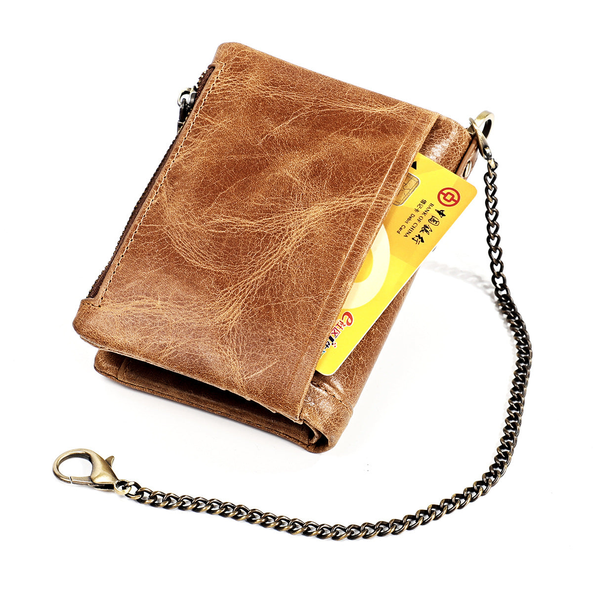 Women's & Men's & Leather Crazy Horse Zipper Retro Men's Wallets