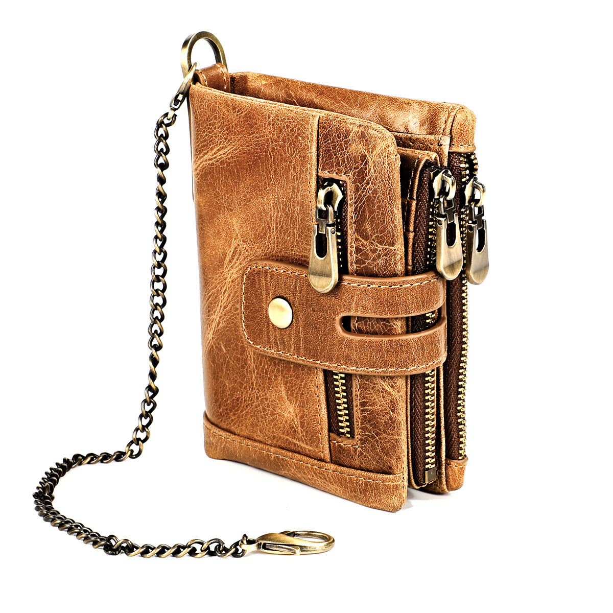 Women's & Men's & Leather Crazy Horse Zipper Retro Men's Wallets