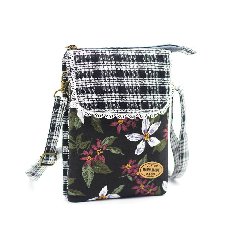 Women's Fashion Flower Cotton Big Screen Mobile Phone Bags