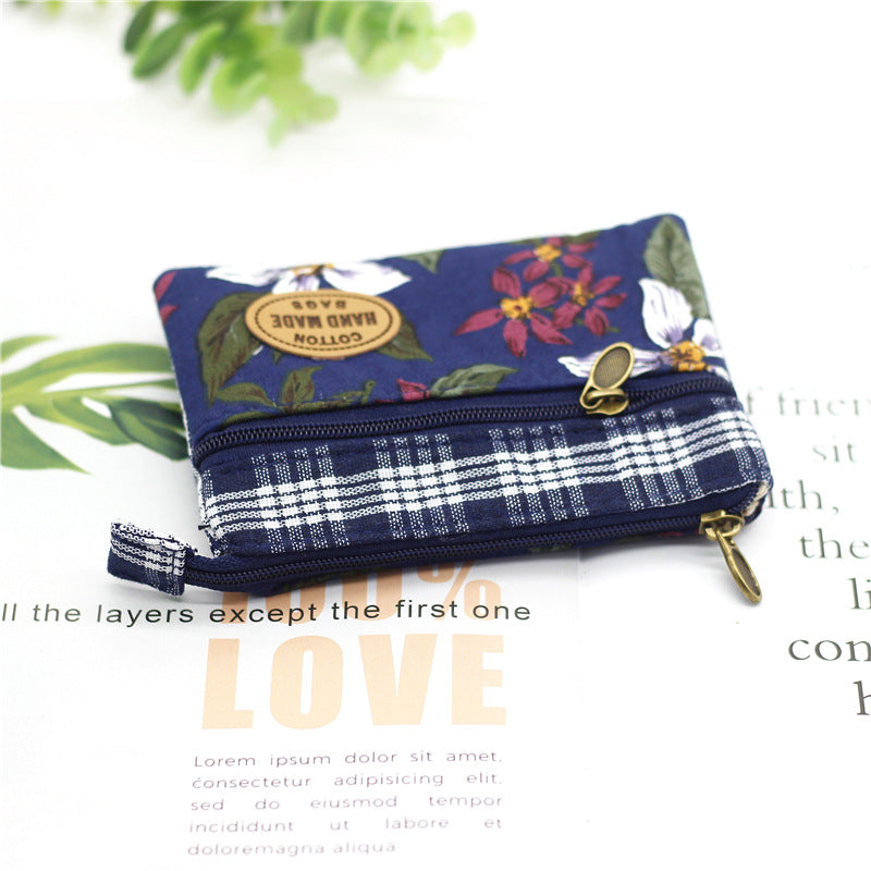 Women's Flower Cotton Change Fabric Sier Coin Purses