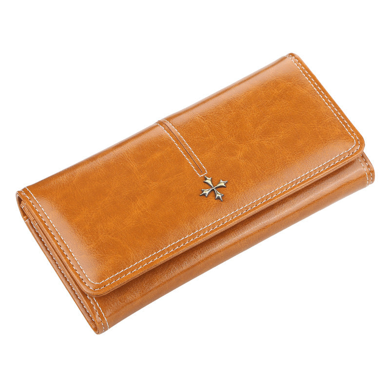 Women's Korean Style Large Capacity Zipper Cell Clutch Glossy Multiple Slots Ladies Wallet