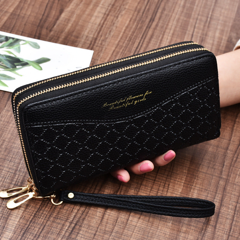 Women's Long Large Capacity Double Zipper Clutch Ladies Wallets