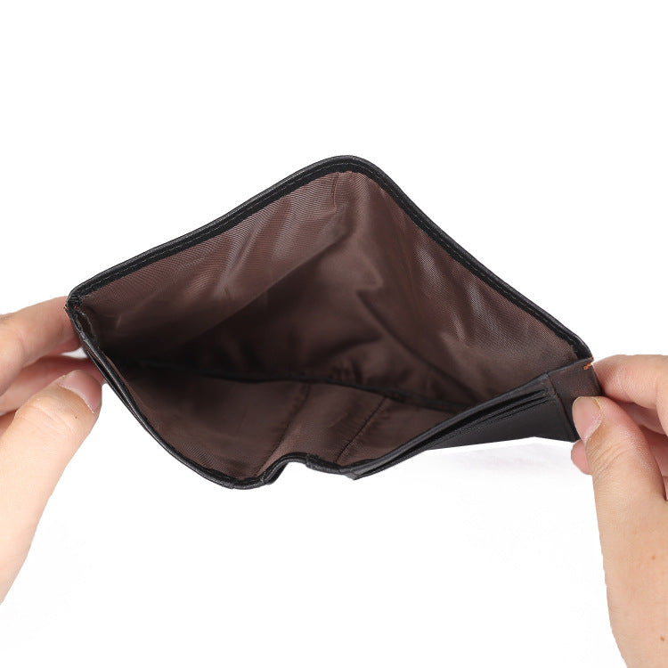 Men's Short Genuine Leather Blue First Layer Men's Wallets